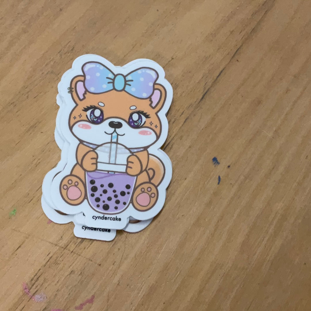 Cyndercake Shiba Boba Sticker