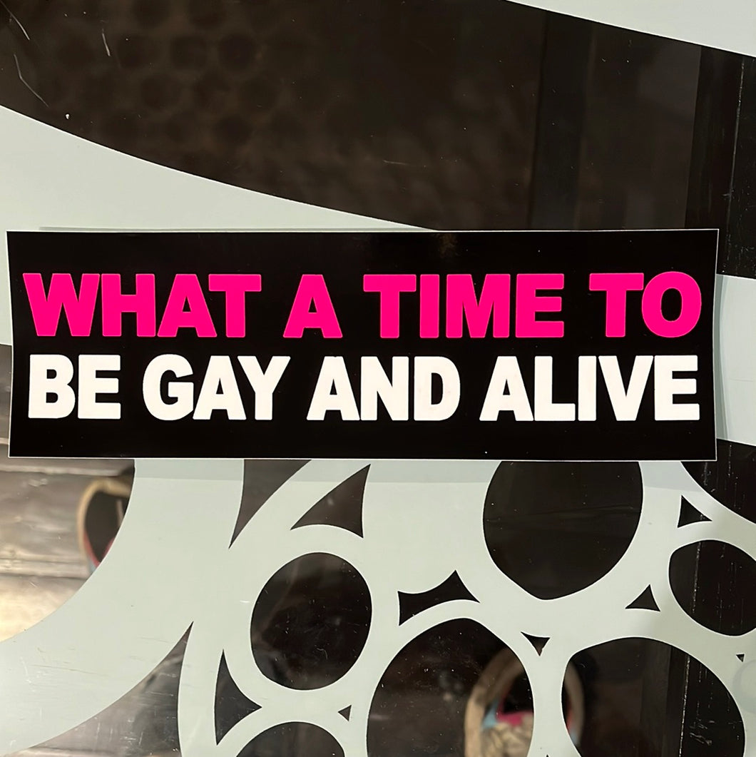 What a time to be gay and alive sticker