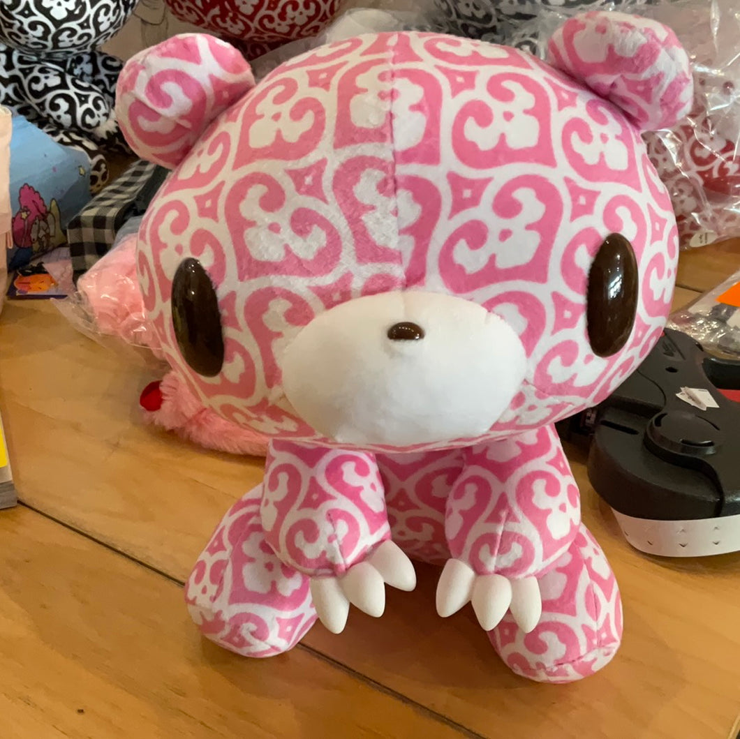 Gloomy Bear Pink Textillic Skullhearts plush